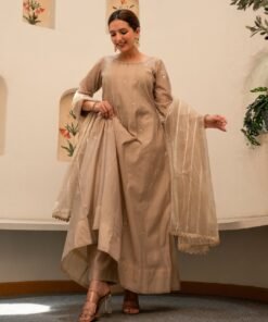 Amber Chanderi Anarkali Kurta Set with Dupatta and Pants