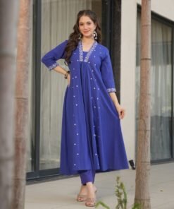 Alternative view of Azure Elegance Anarkali Kurta Set